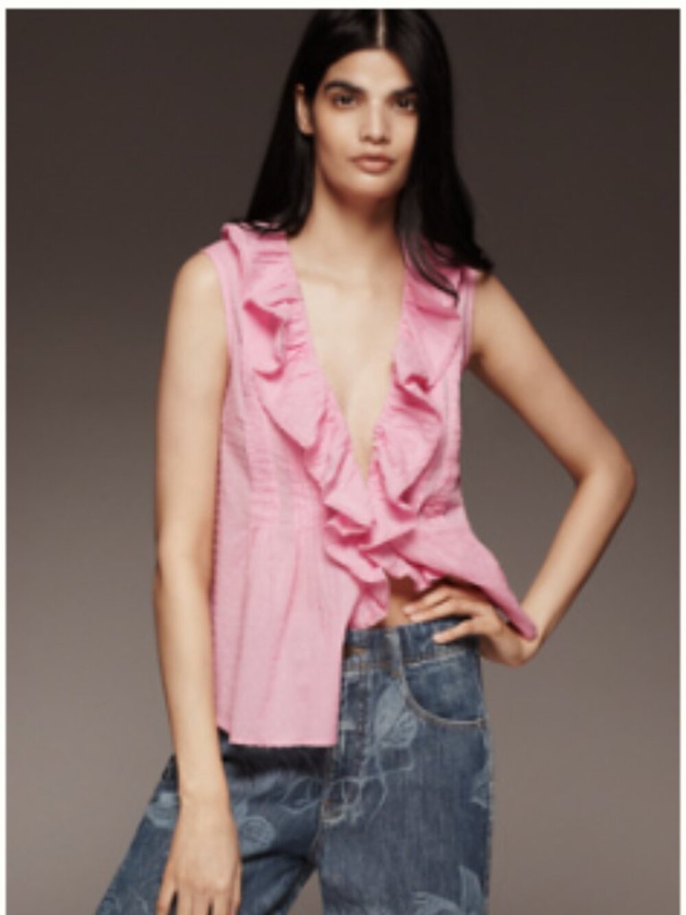 By Anthropologie Sleeveless Pintuck Ruffle Blouse Pink Size S Womens